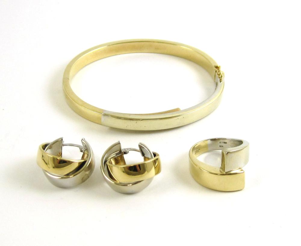 ITALIAN TWO TONE GOLD RING BANGLE 315a0a