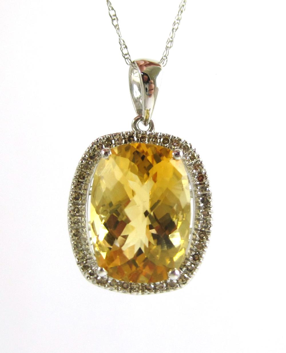 CITRINE AND DIAMOND PENDANT NECKLACE  315a21