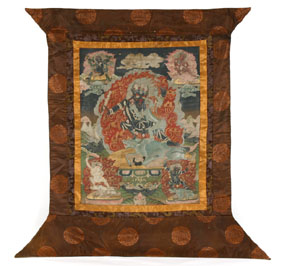 Tibetan Tangka scroll with horned 4ef6b