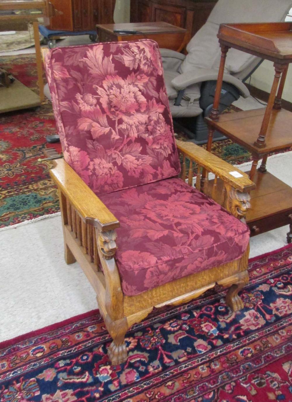 CARVED OAK MORRIS ARMCHAIR AMERICAN  315a75