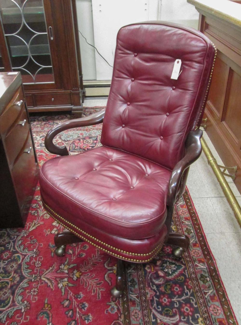 BURGUNDY LEATHER EXECUTIVE DESK