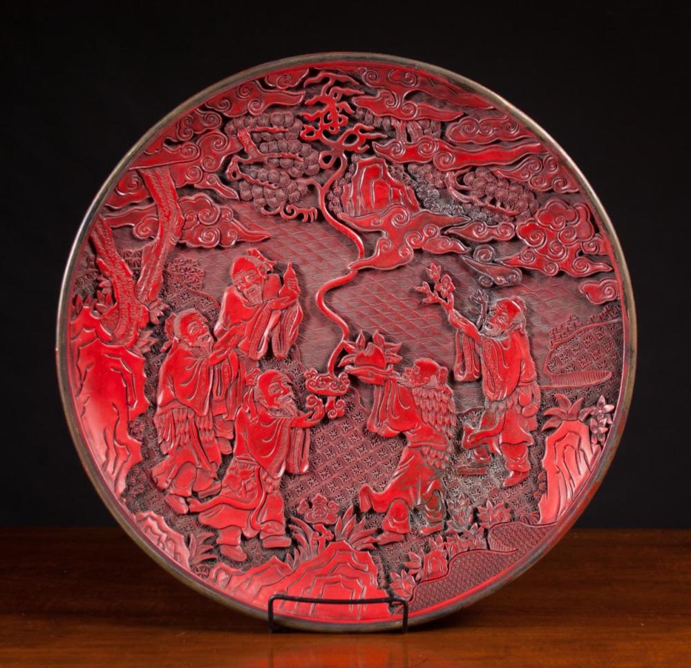 CHINESE "CINNABAR" LACQUER CHARGER,