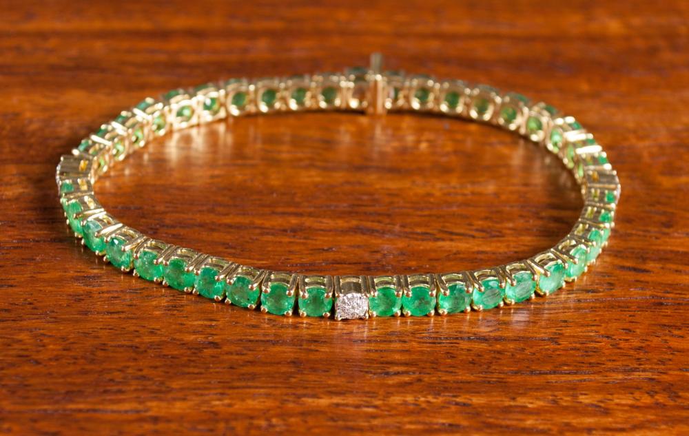 EMERALD, DIAMOND AND EIGHTEEN KARAT