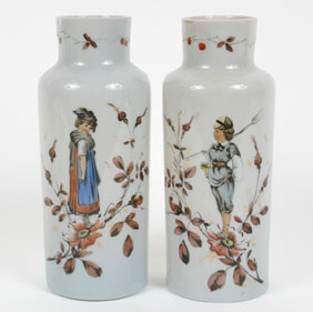 A pair of shouldered Bristol vases