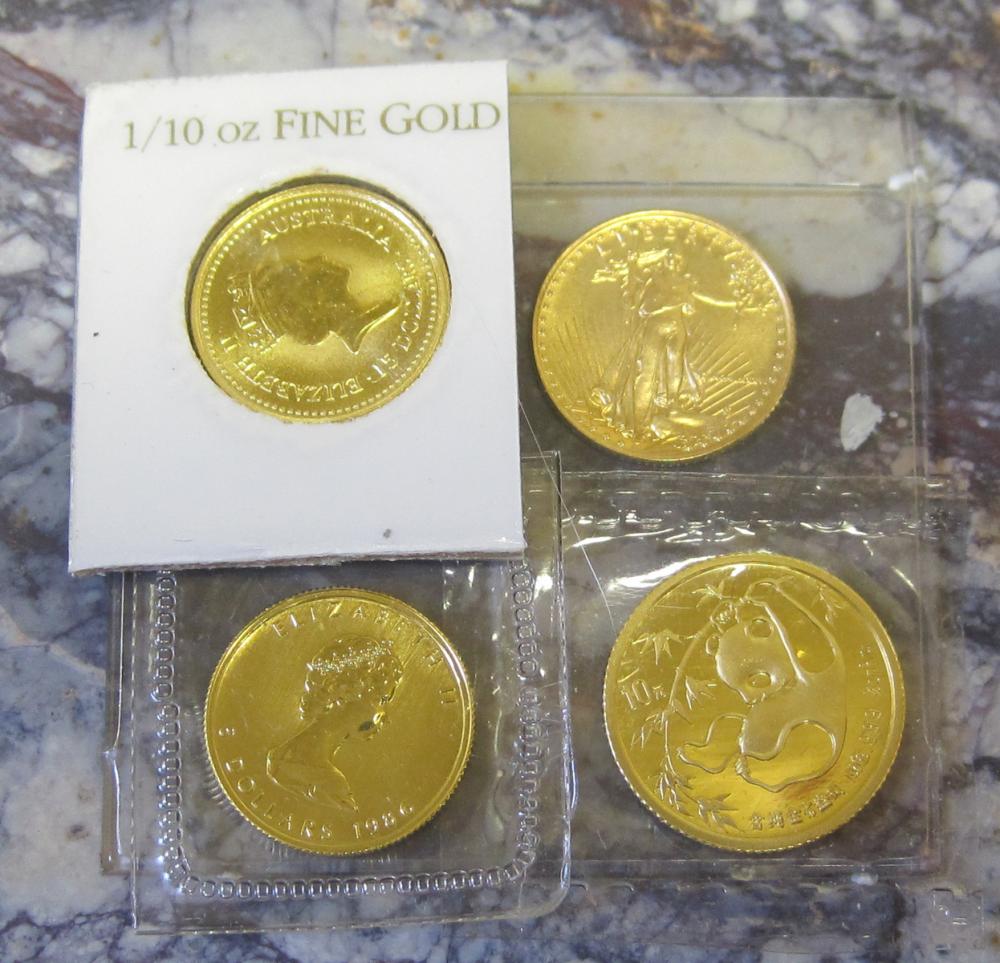 FOUR ONE TENTH OUNCE GOLD COINS: