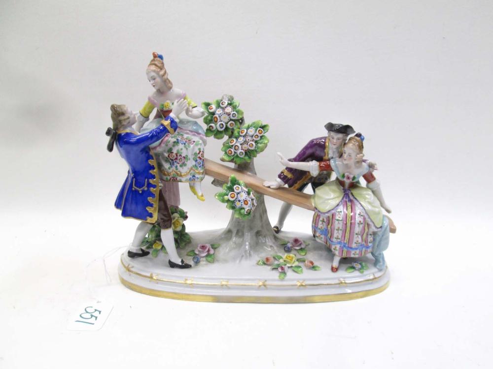 A GERMAN SITZENDORF PORCELAIN FIGURAL