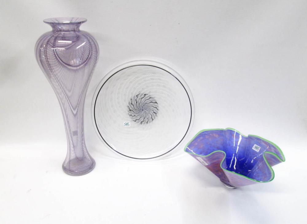 THREE CONTEMPORARY ART GLASS VESSELS: