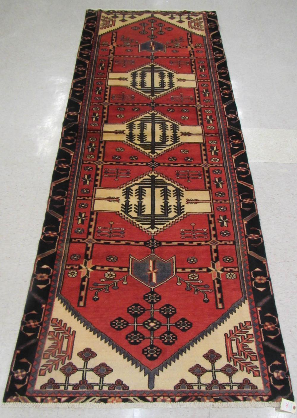 PERSIAN HAMADAN TRIBAL HALL RUG,