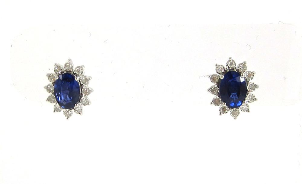 PAIR OF SAPPHIRE AND DIAMOND STUD 315c10