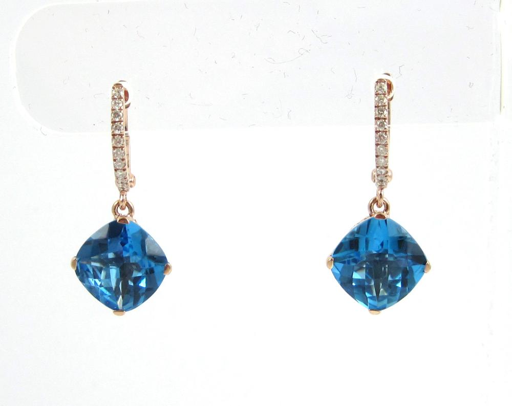 PAIR OF BLUE TOPAZ AND DIAMOND