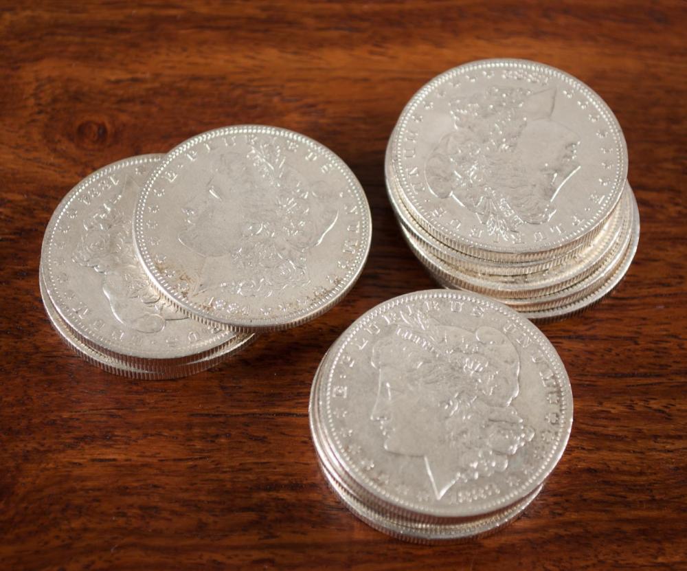 FOURTEEN U S SILVER MORGAN DOLLARS  315c34