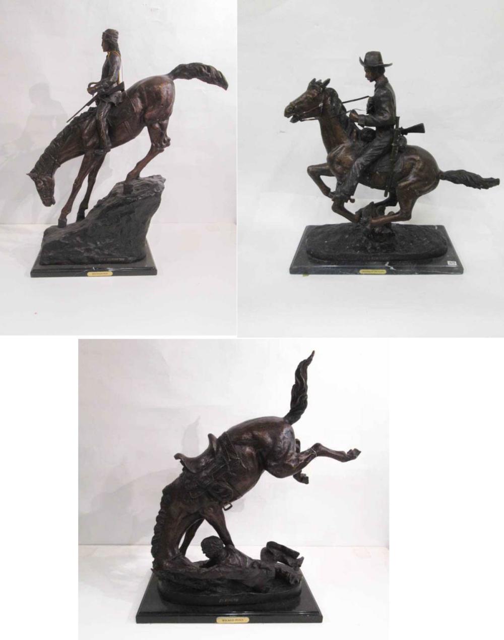 THREE WESTERN BRONZE HORSE AND 315c95