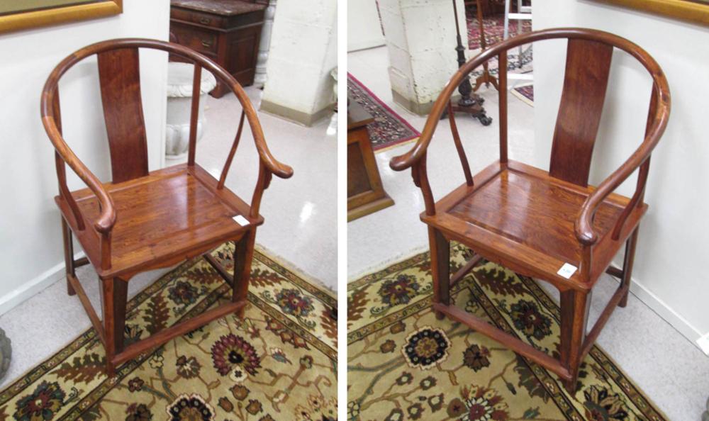 PAIR OF CHINESE HUANGHUALI ARMCHAIRS,