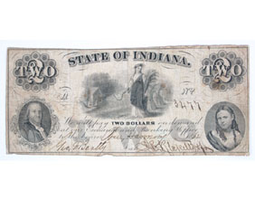 Indiana Bank Note Two Dollars 1862