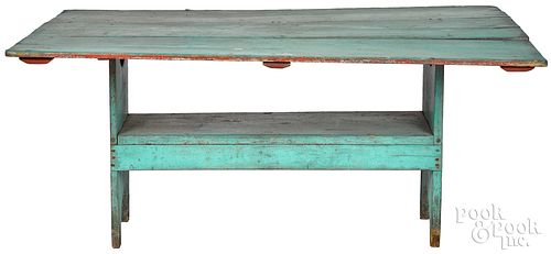 PAINTED PINE BENCH TABLE 19TH 315e02