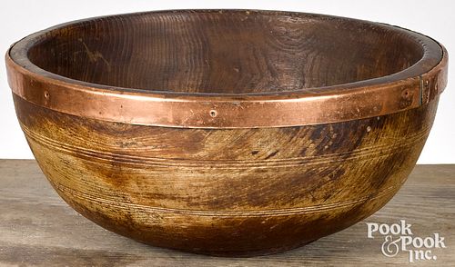 TURNED WOODEN BOWL 19TH C WITH 315e0e