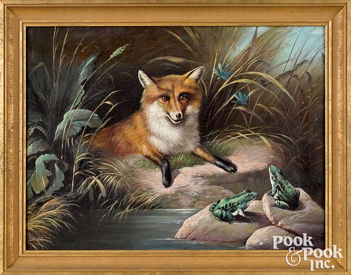 OIL ON CANVAS FOX AND FROG AT A 315e1d