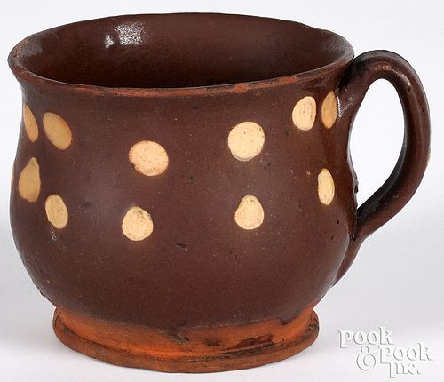 REDWARE MUG, 19TH C.Redware mug,