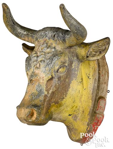 PAINTED ZINC COW HEAD TRADE SIGN  315e78