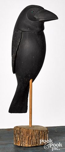 CARVED AND PAINTED CROW DECOY,