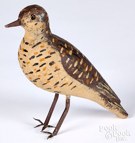 CARVED AND PAINTED BALSA DOVE DECOY,