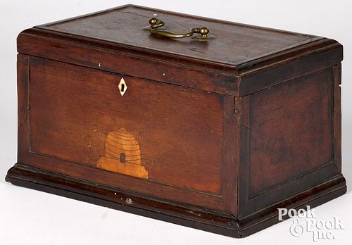 MAHOGANY LOCK BOX, 19TH C.Mahogany