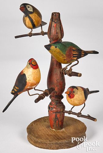 CARVED AND PAINTED BIRD TREE CA  315ec6