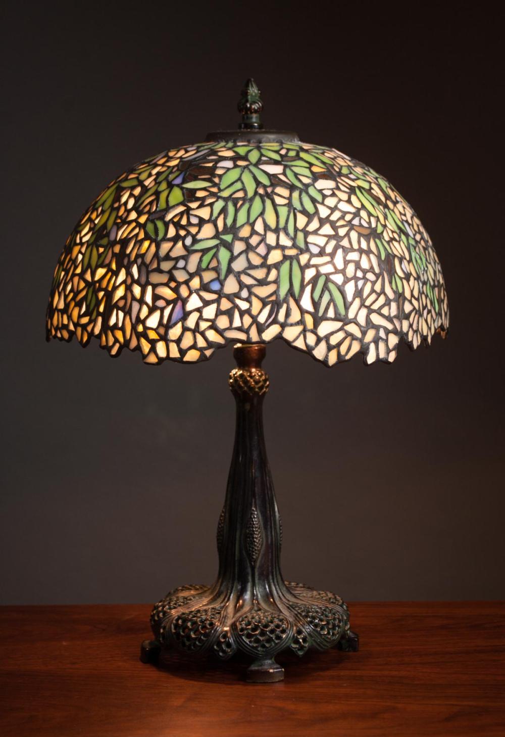 TIFFANY STYLE STAINED GLASS LAMP, THE