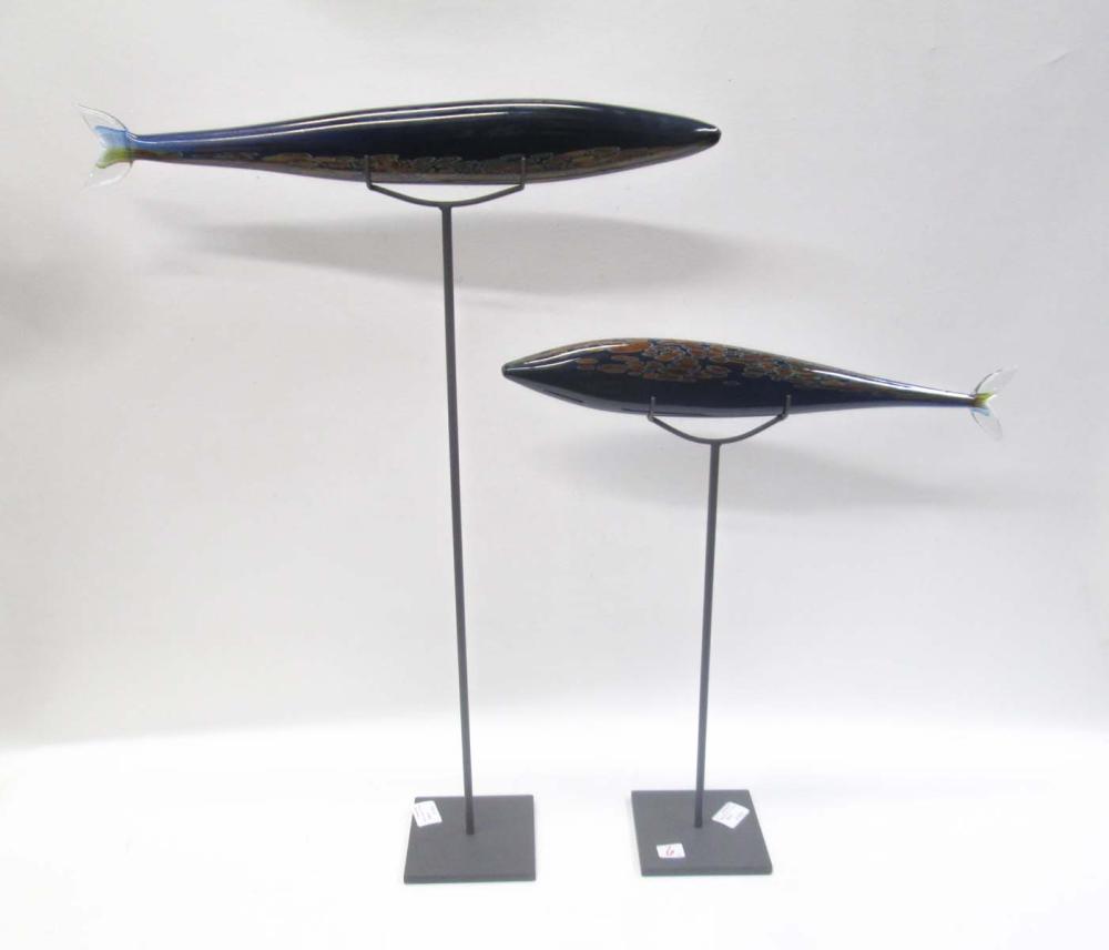 TWO CONTEMPORARY ART GLASS FISH