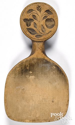 CARVED MAPLE SCOOP, 19TH C.Carved