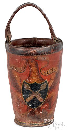 PAINTED LEATHER FIRE BUCKET 19TH 315eff