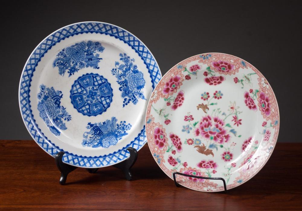 TWO CHINESE PORCELAIN PLATES, ONE,