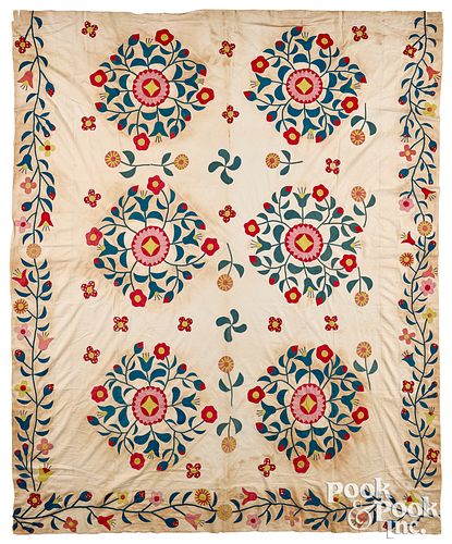 WHIG ROSE QUILT TOP 19TH C Whig 315f26