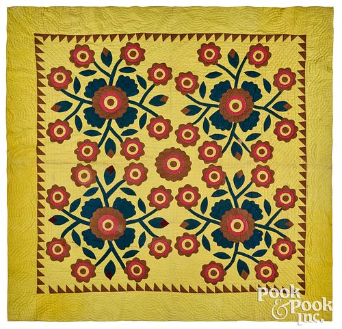 APPLIQUé WHIG ROSE QUILT, EARLY