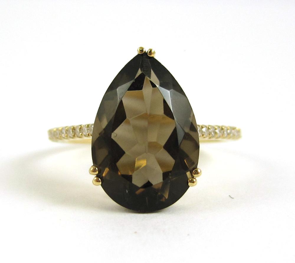 QUARTZ, DIAMOND AND FOURTEEN KARAT YELLOW