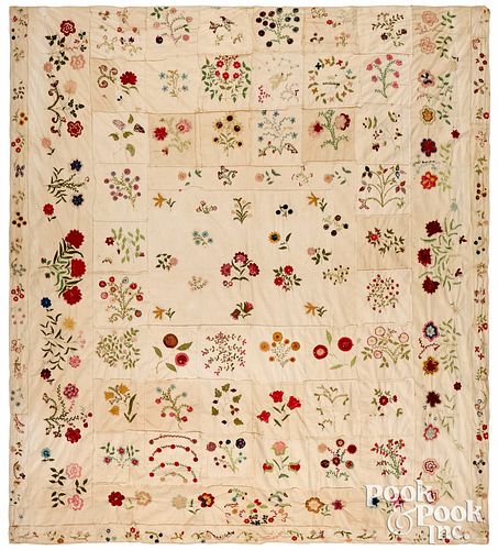 EMBROIDERED QUILT TOP CA 1900Embroidered 315f53