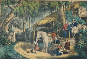 Two Currier & Ives prints: Sunday Olden