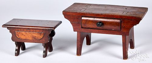 TWO WALNUT STOOLS, 19TH C., EACH