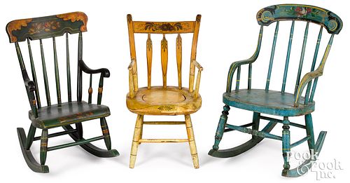 THREE PAINTED CHILD S CHAIRS 19TH 315fa4