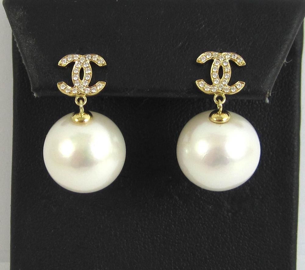 PAIR OF CHANEL STYLE PEARL DANGLE