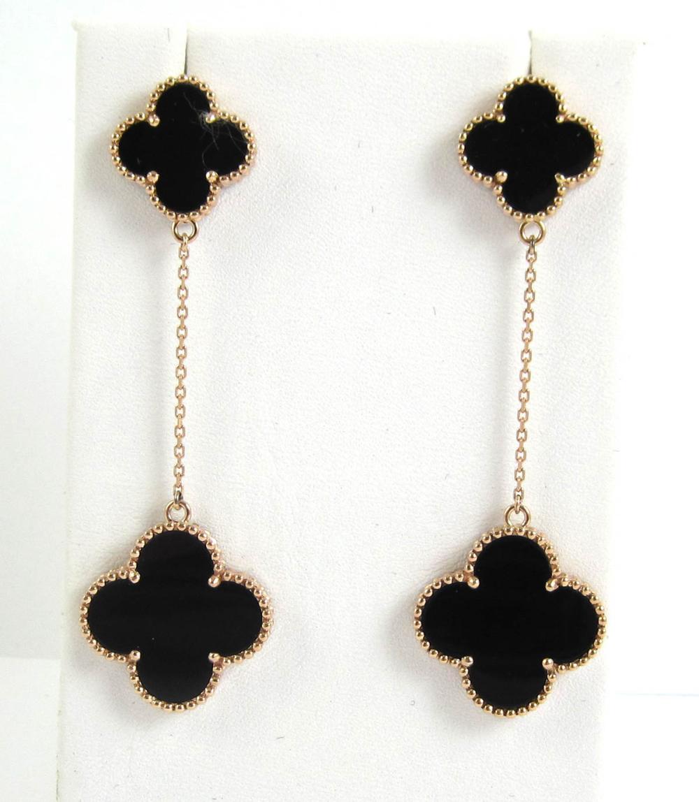 PAIR OF BLACK ONYX AND ROSE GOLD