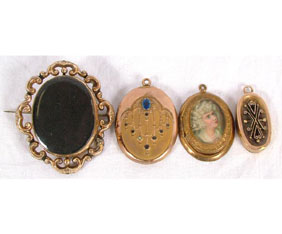 Victorian jewelry 4pc lockets hair 4f005