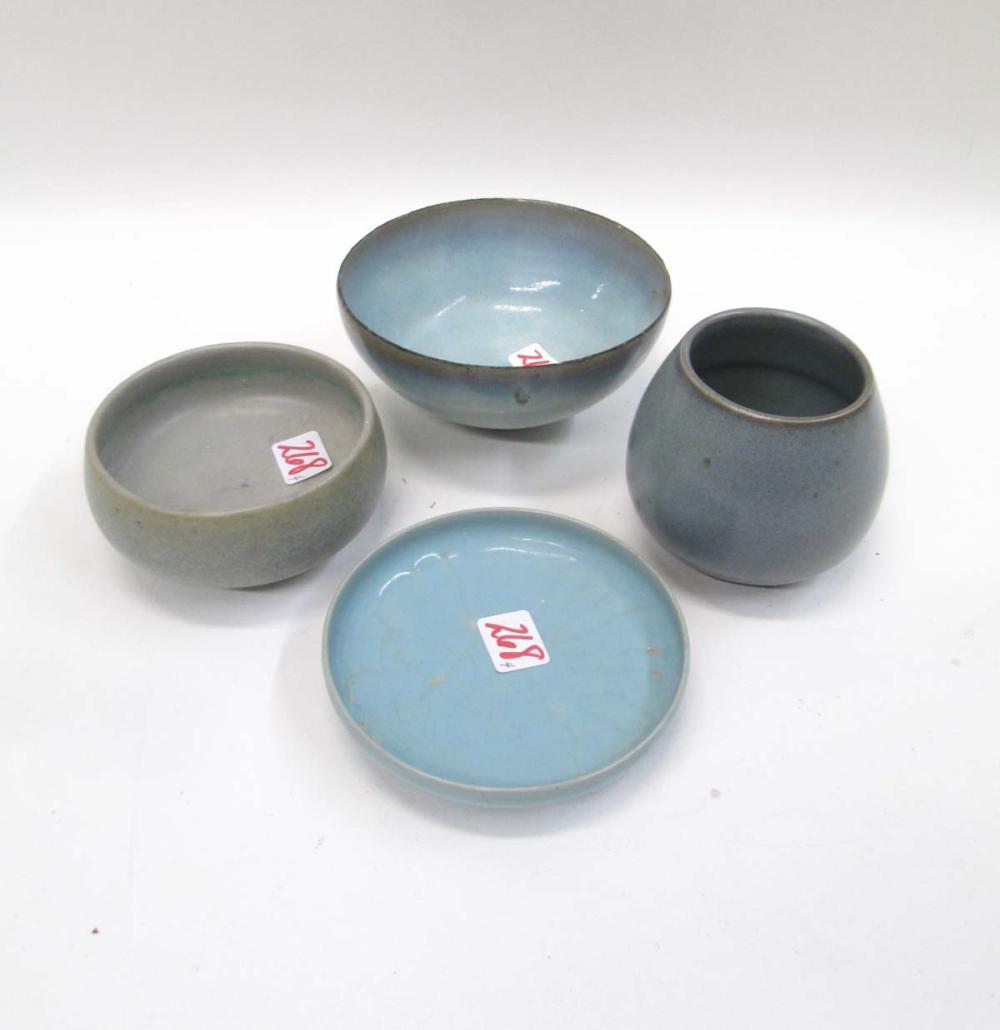 FOUR CHINESE JUN GLAZED POTTERY