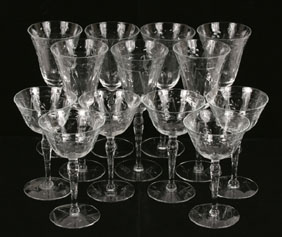 Stemware set 7 wine and 6 sherbet: