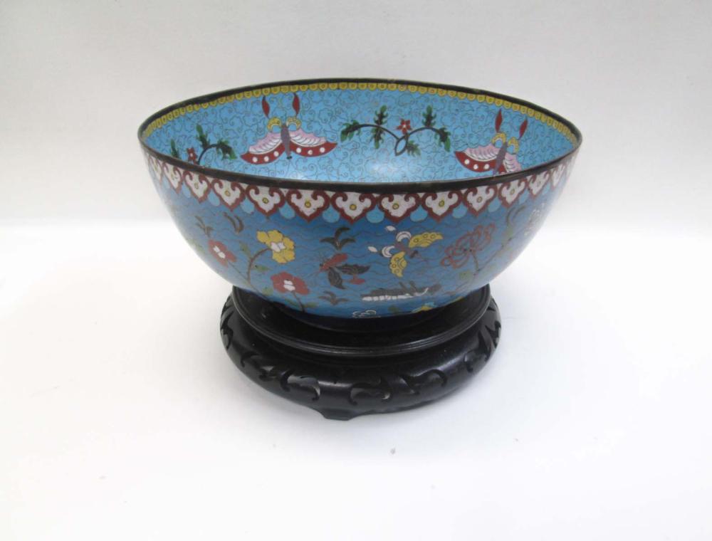 CHINESE CLOISONNE BOWL, WITH FLORAL
