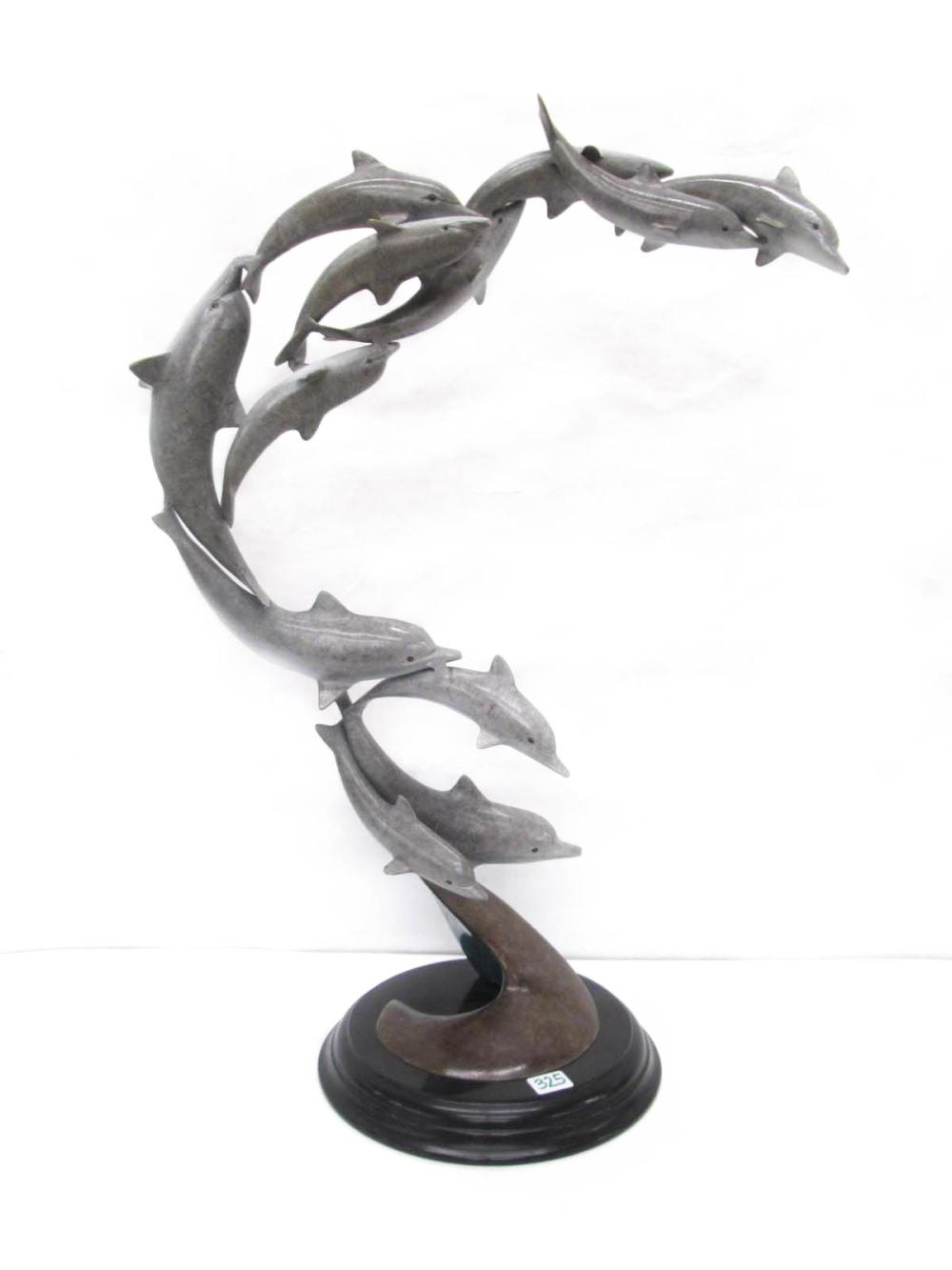 PATINATED BRONZE DOLPHIN SCULPTURE 316089
