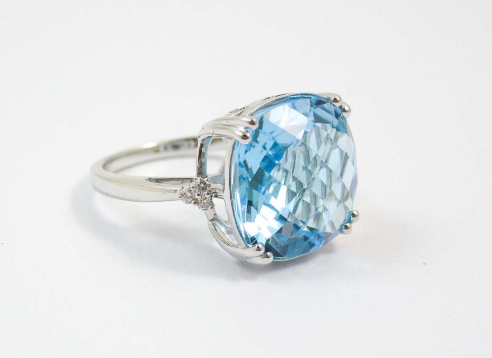 BLUE TOPAZ, DIAMOND AND FOURTEEN