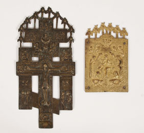 Russian brass icons: Crucifixion