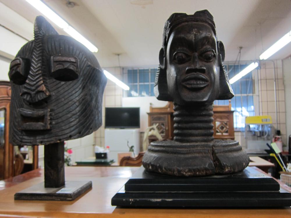 TWO AFRICAN TRIBAL WOOD CARVINGS: