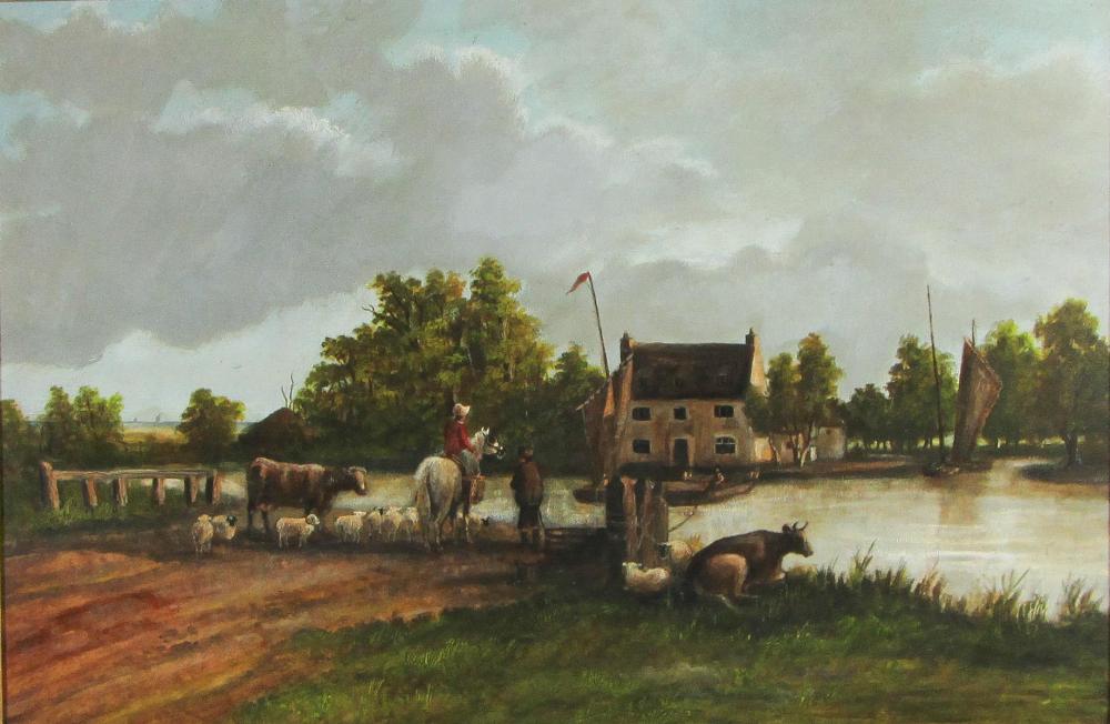 EUROPEAN RIVER LANDSCAPE OIL ON 316100